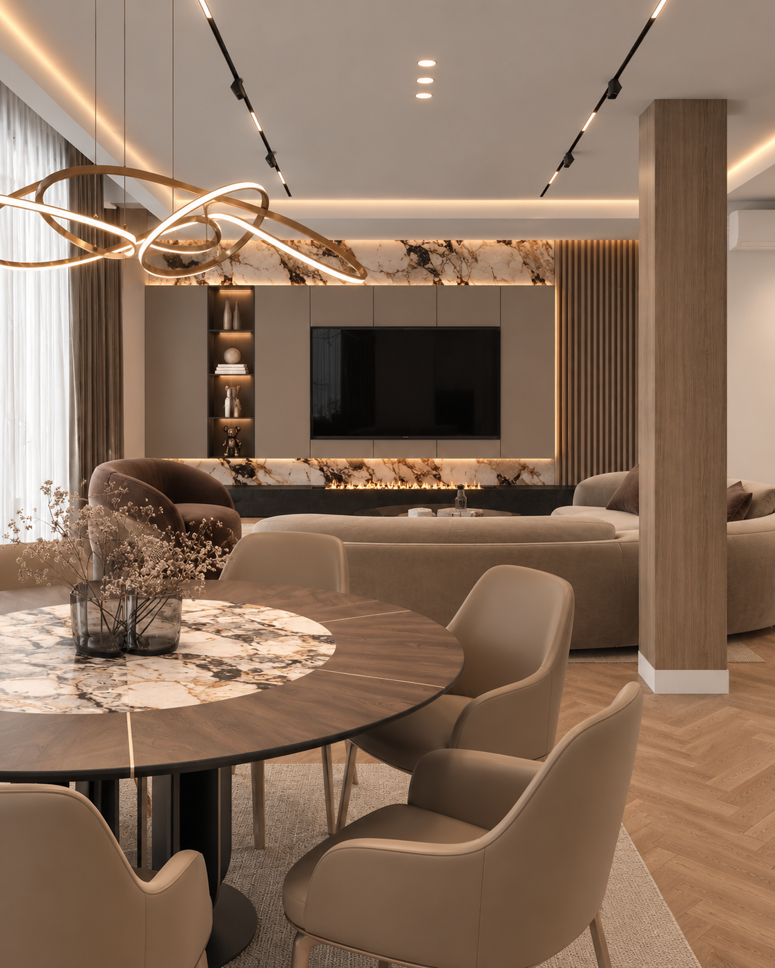 Apartment Interior 75 m² — Dark Warm Modern Gallery